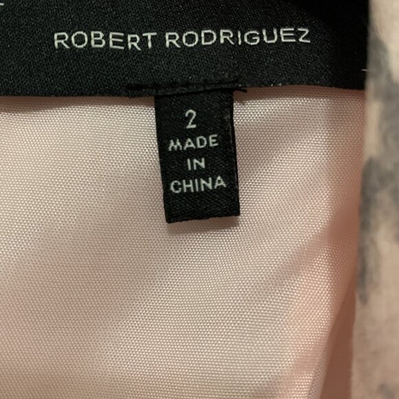 Robert Rodriquez Dress Open Back V-neck Uneven Hem Victorian Floral Pink Grey 2 - Picture 13 of 16